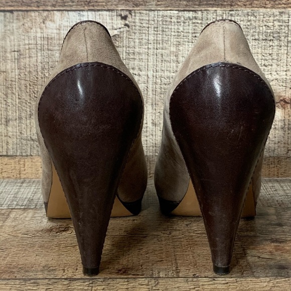 Fossil tan suede leather peep toe heels Size 7 - Picture 6 of 10